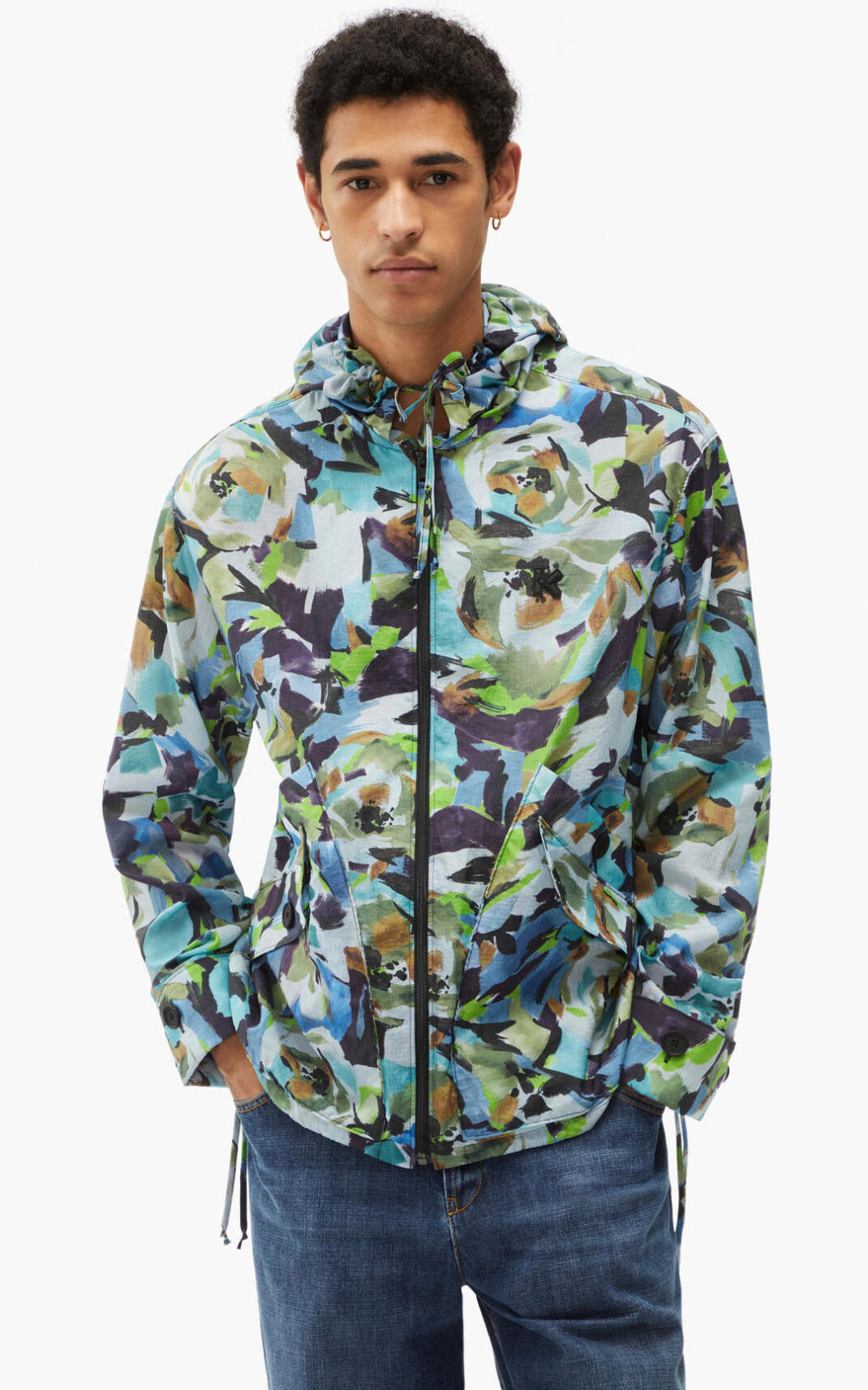 Kenzo Archive Floral with hood μπουφάν ανδρικα μπλε | GR862856